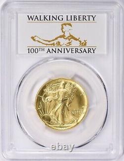 2016-w Pcgs Sp70 First Strike 24k Gold Walking Liberty 50c Centennial Coin