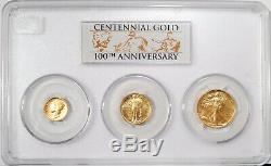 2016-w Pcgs Sp 69 Gold Centennial 3 Coin Set Dime, Quarter, Half In Gold