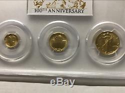 2016-w Pcgs Sp-70 Gold Centennial 3 Coin Set Dime, Quarter, Half In Gold