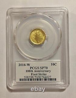 2016-w gold mercury dime 100th anniversary PCGS SP70