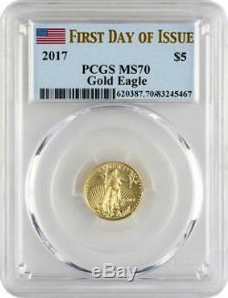 2017 $5 Gold Eagle First Day of Issue PCGS MS 70 Coin