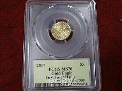 2017 $5 Gold Eagle Gold Eagle, First Day of Issue Cleveland 1 of 500, PCGS MS70