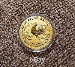 2017 Gold Australian Lunar Series II Year Of The Rooster 1/10 Ounce Gold Coin