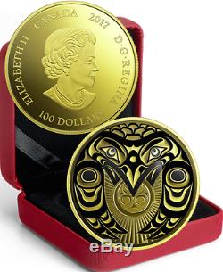 2017 Raven Brings the Light $100 14-karat Gold Proof Coin Canada, Mintage 2000