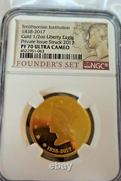 2017 Smithsonian Institution Founder's Set (2) Pc Proof GOLD Coin Set NGC PF70
