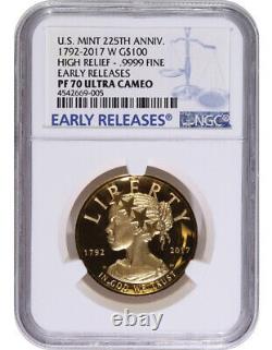 2017 W $100 Gold American Liberty High Relief NGC PF70UCAM ER (with Box & OGP)