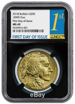 2018 1 oz Gold Buffalo $50 Coin NGC MS69 FDI Black Core Holder SKU50653