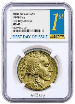 2018 1 oz Gold Buffalo $50 Coin NGC MS69 First Day of Issue SKU50651