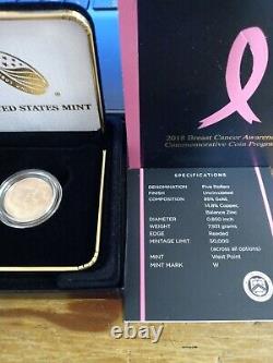 2018 Breast Cancer Awareness Commemorative Gold Five Dollar Coin