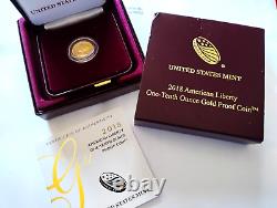 2018-W $10 Proof 1/10 oz Ounce One-Tenth Solid. 9999 Gold American Liberty Coin