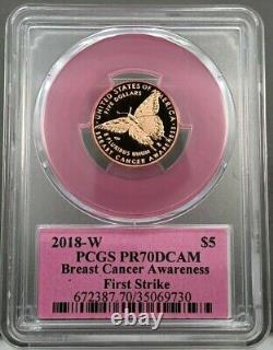 2018-W $5 Breast Cancer Awareness Commem PROOF Gold PCGS PR70 DCAM FIRST STRIKE