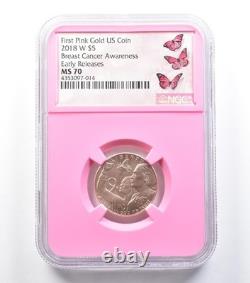 2018-W $5 Breast Cancer Gold Commemorative Early Releases MS70 NGC 1434 2018-W $5 Breast Cancer Gold Commemorative Early Releases MS70 NGC 1434