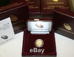 2018 W American Liberty 1/10th Ounce Gold Proof Coin withBox COA OGP
