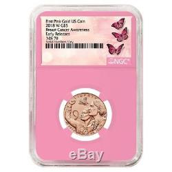 2018 W Breast Cancer Awareness $5 Gold Commemorative NGC MS 70 ER (Pink Holder)