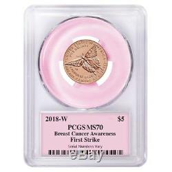 2018 W Breast Cancer Awareness $5 Gold Commemorative PCGS MS 70 First Strike