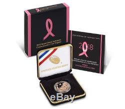 2018-W Breast Cancer Awareness $5 Gold Proof Commemorative Coin (OGP/COA)