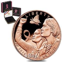 2018 W Breast Cancer Awareness $5 Proof Gold Commemorative (withBox & COA)