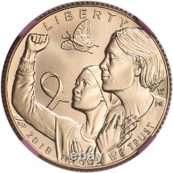 2018-W US Gold $5 Breast Cancer Commemorative BU NGC MS70 First Day Issue Pink