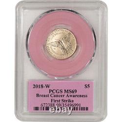 2018-W US Gold $5 Breast Cancer Commemorative BU PCGS MS69 First Strike Pink