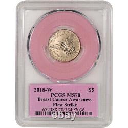 2018-W US Gold $5 Breast Cancer Commemorative BU PCGS MS70 First Strike Pink