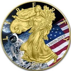 2019 1 Oz Silver $1 APOLLO 11 MOON LANDING EAGLE Coin WITH 24K GOLD GILDED