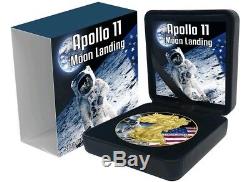 2019 1 Oz Silver $1 APOLLO 11 MOON LANDING EAGLE Coin WITH 24K GOLD GILDED