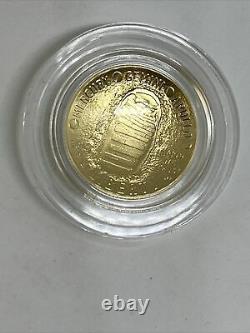 2019 Apollo 11 50th Anniversary $5 Gold Coin, Gem B. U, Ogp, Box & Coa