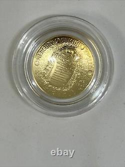 2019 Apollo 11 50th Anniversary $5 Gold Coin, Gem B. U, Ogp, Box & Coa