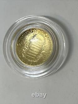 2019 Apollo 11 50th Anniversary $5 Gold Coin, Gem B. U, Ogp, Box & Coa