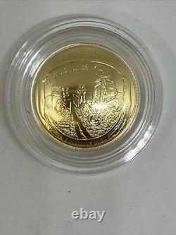 2019 Apollo 11 50th Anniversary $5 Gold Coin, Gem B. U, Ogp, Box & Coa