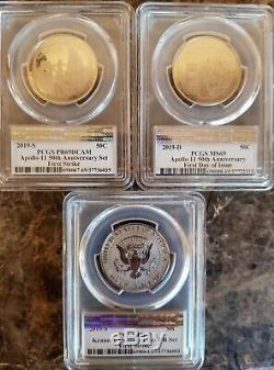 2019 Apollo 11 50th Anniversary Coin PF MS 69 Silver Gold complete 8 coin set