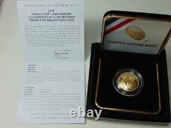 2019 Apollo 11 $5 Gold Coin 1/4 Ozt Gold 50th Anniversary Commemorative Coin