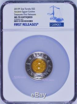 2019 Golden Treasures of Ancient 2oz. 9999 Silver Antiqued $2 Coin NGC MS 70 FR