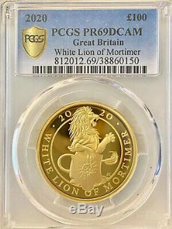 2019 Great Britain Queen's Beasts White Lion 1oz Gold Proof Coin PCGS PR69 DCAM