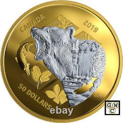 2019'Grizzly Bear-My Inner Nature' Gold-Plated Prf $50 Fine Silver Coin(18700)