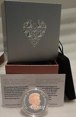 2019 Love Heart Marriage Wedding Day $20 1OZ Pure Silver Pink-Gold-Plated Coin