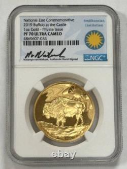 2019 NGC PF-70 ULTRA CAMEO 1oz Gold Buffalo at the Castle National Zoo Comm