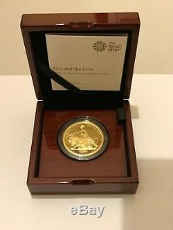 2019. Royal Mint Una and The Lion £200 Gold Proof 2oz coin. COA in top 10%. Rare