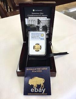 2019 Smithsonian Zoo Buffalo 1/4 oz Gold Medal -Only 250 Minted-Scarce- NGC PF70