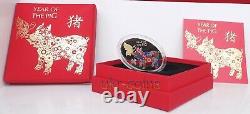 2019 Tanzania Chinese Lunar Year of the Pig Butterfly Silver Colored Gilded Coin