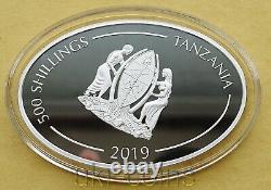 2019 Tanzania Chinese Lunar Year of the Pig Butterfly Silver Colored Gilded Coin