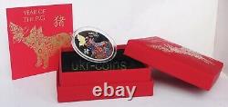 2019 Tanzania Chinese Lunar Year of the Pig Butterfly Silver Colored Gilded Coin