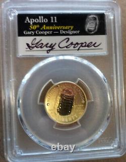 2019-W $5 Gold Coin APOLLO 11 50th Anniversary Gary Cooper Signed PCGS PF70DCAM
