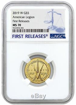 2019 W American Legion 100th $5 Gold Commem Coin NGC MS70 FR SKU57442