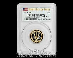 2019-W American Legion Gold $5 PCGS PR70DCAM FIRST DAY OF ISSUE - POP 7 COIN