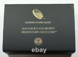 2019-W American Liberty High Relief 1 Oz 9999 Gold Coin in US Mint Box + COA