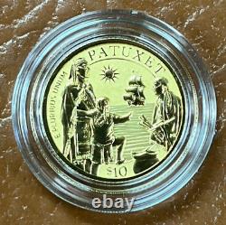 2020 $10 Mayflower 400th Anniversary Reverse Proof 1/4 oz. 9999 Gold Commem Coin