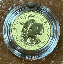 2020 $10 Mayflower 400th Anniversary Reverse Proof 1/4 oz. 9999 Gold Commem Coin
