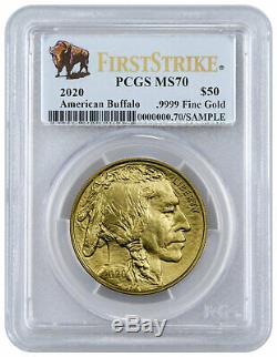 2020 1 oz Gold American Buffalo $50 Coin PCGS MS70 FS Buffalo Label SKU59640