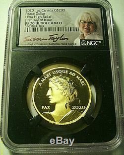 2020 Canada Peace Gold & Silver 2 Coin Set Ngc Pf 70 Fdi Susan Taylor Signed